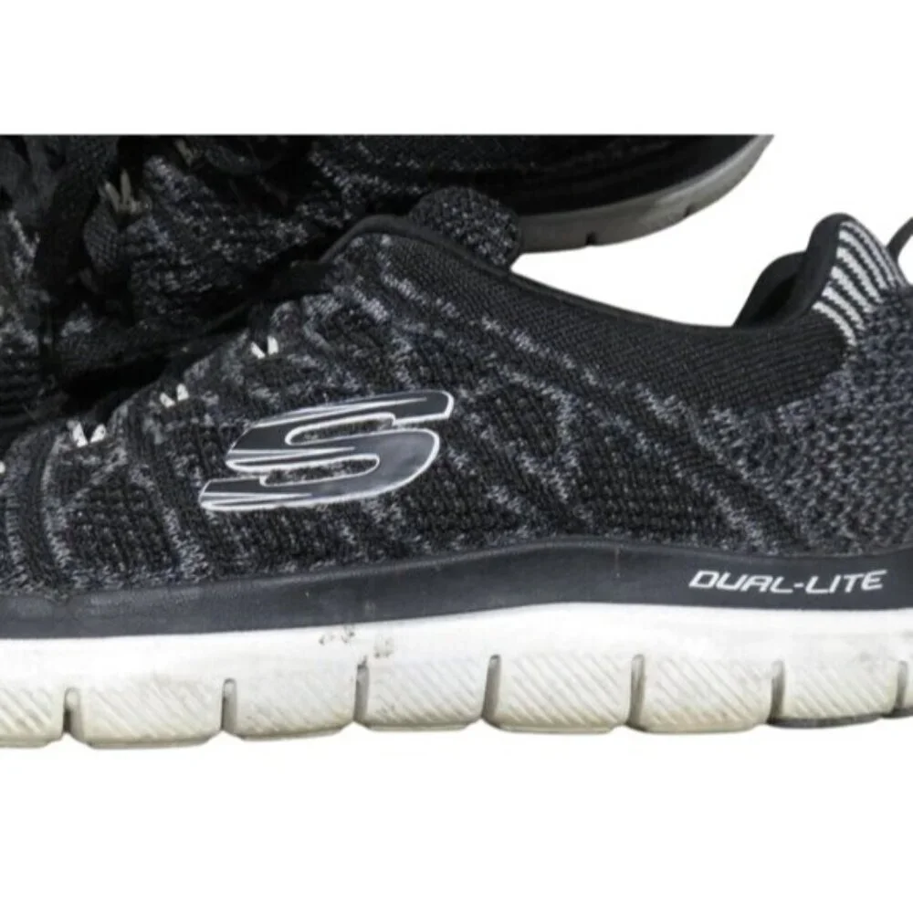 Skechers Synergy Switch Black Knit Running Shoes air cooled memory Foam